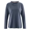 Tee shirt encolure ronde col dentelle chanvre coton bio bleu gris