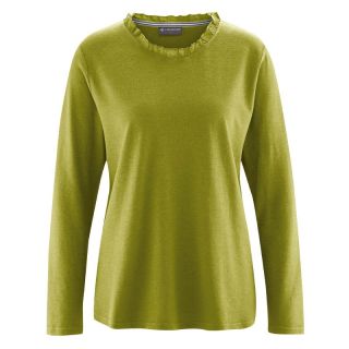 Tee shirt encolure ronde col dentelle chanvre coton bio vert clair