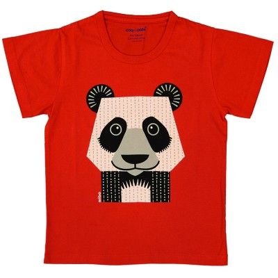 T-shirt coton bio rouge Panda