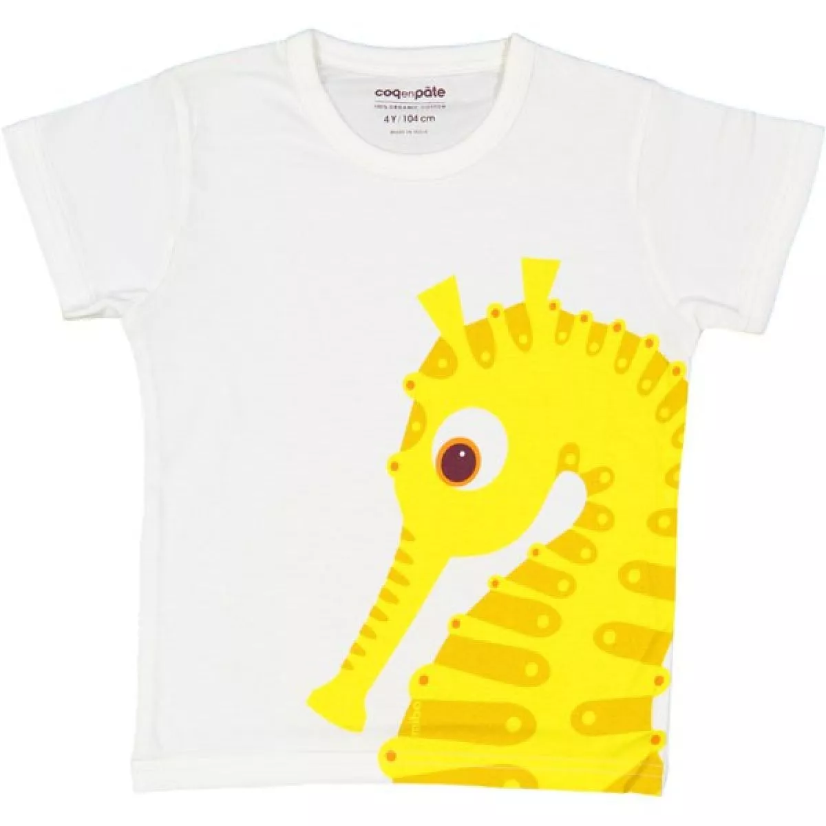 T-shirt coton bio blanc Hippocampe 