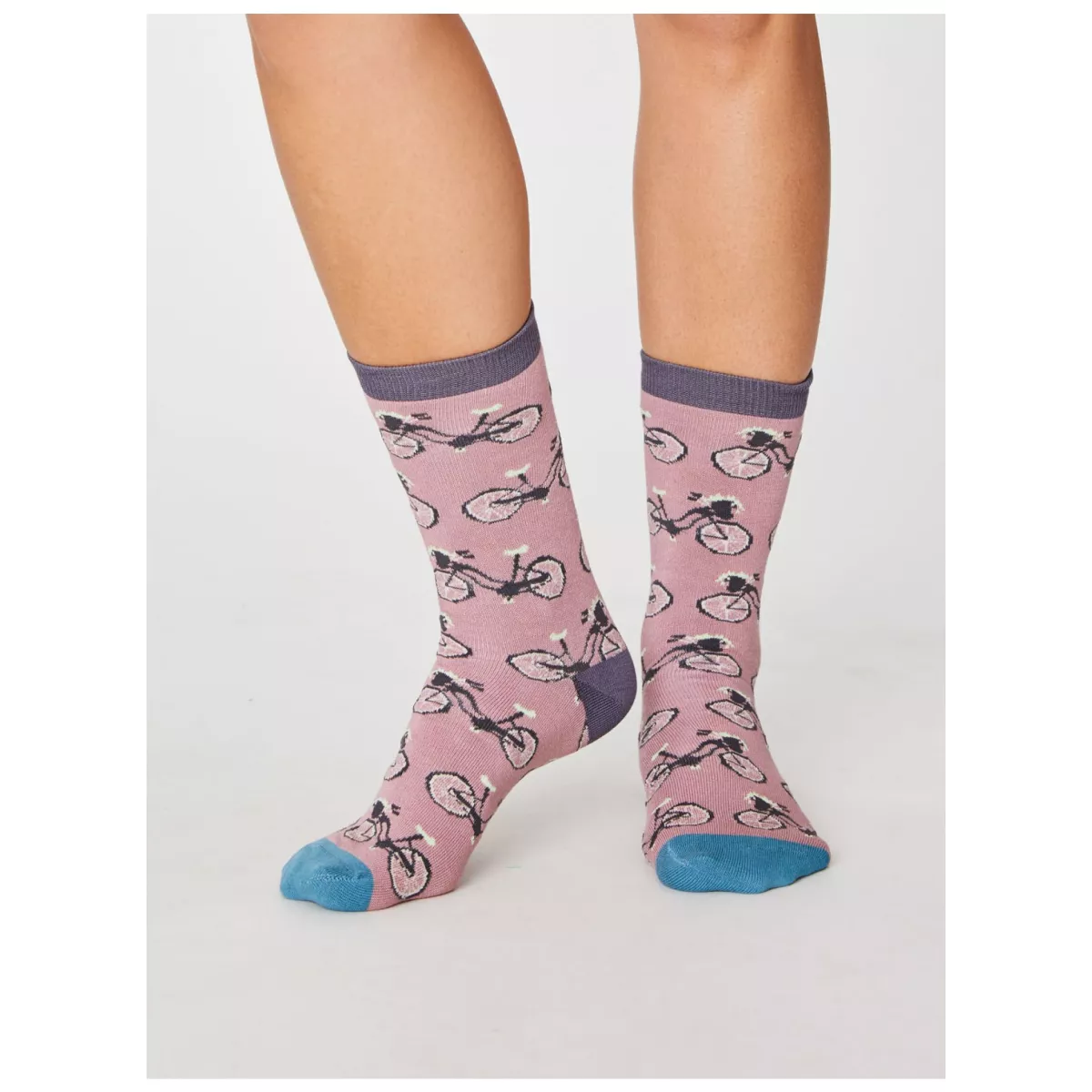 Chaussettes femme bambou vélos rose 