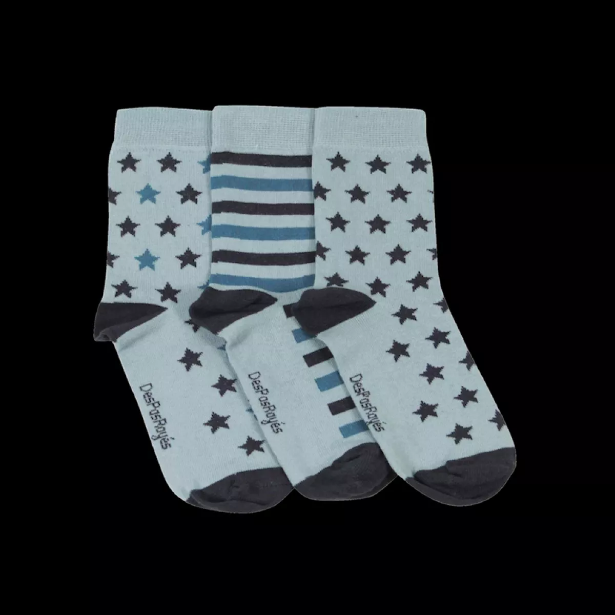 Chaussettes femme bleues menthe étoiles