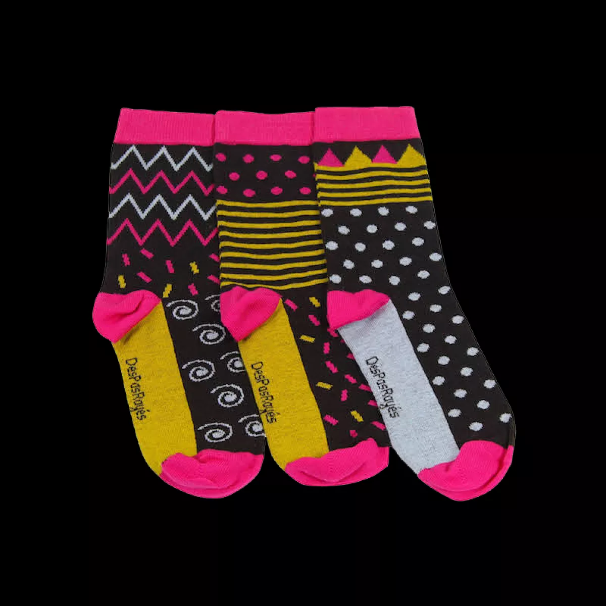 Chaussettes féminines noires et colorées