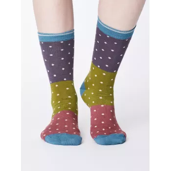 Chaussettes femme bambou anthracite à pois  