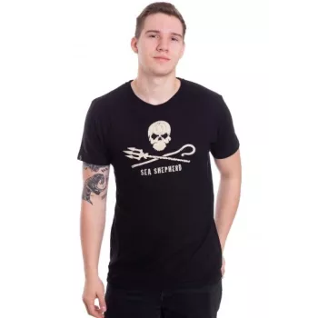 Tee shirt noir homme en chanvre  grand logo Sea Shepherd