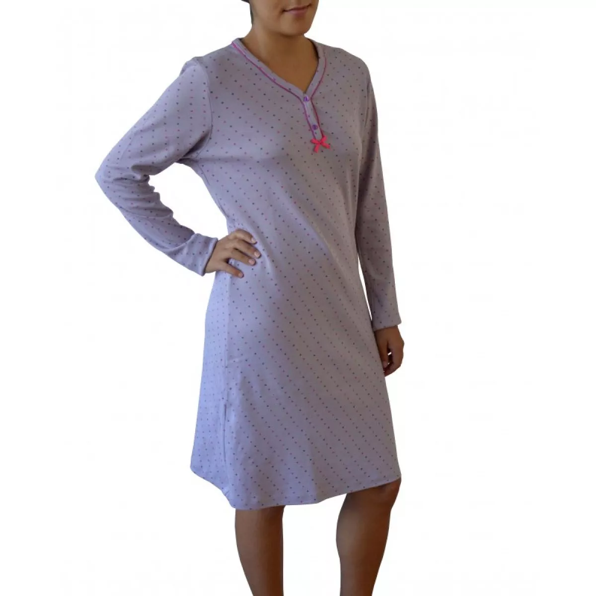 Chemise de nuit mauve clair femme en coton biologique