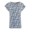 t-shirt chanvre coton bio imprimé feuilles de palmier blue berry