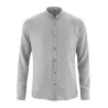 Chemise bio manches longues col mao gris tin