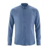 Chemise bio manches longues col mao blue berry