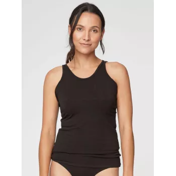 Haut maillot noir femme pour la détente, bambou et coton bio
