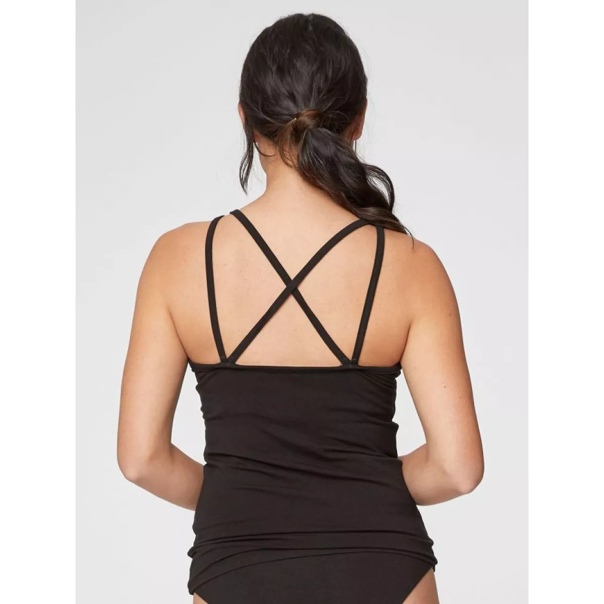 Haut maillot de corps noir femme, bambou et coton bio