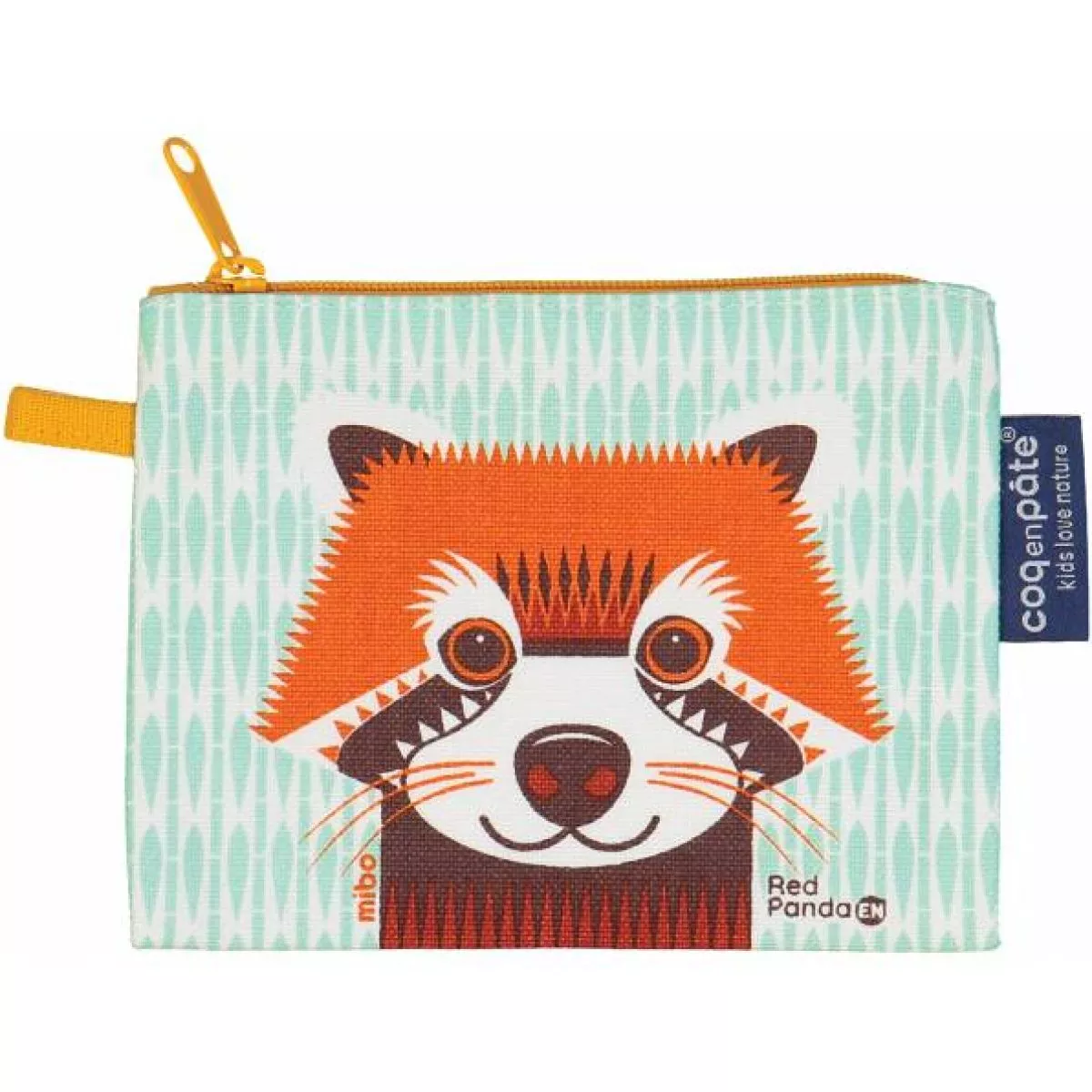 Porte monnaie panda roux en coton bio