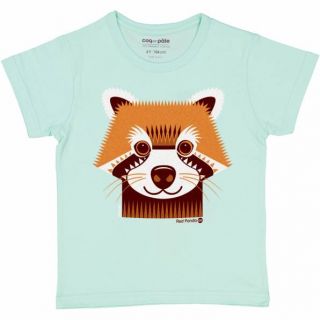 T-shirt coton bio panda roux face