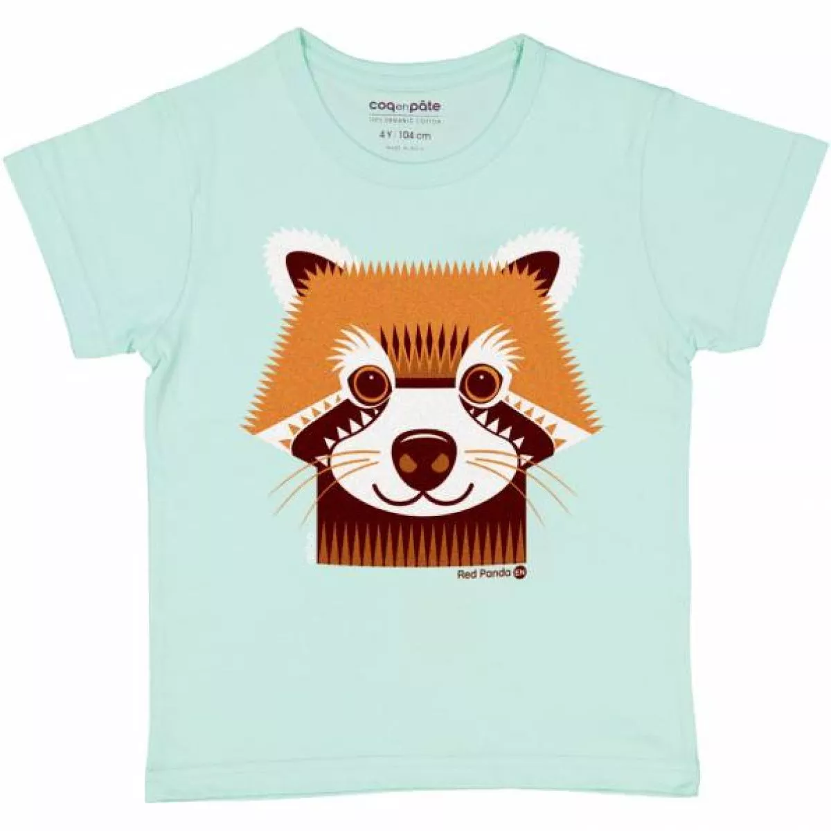 T-shirt coton bio panda roux face
