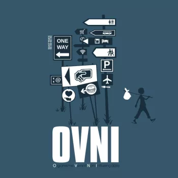 Motif du Sweat capuche homme coton biologique "OVNI" bleu