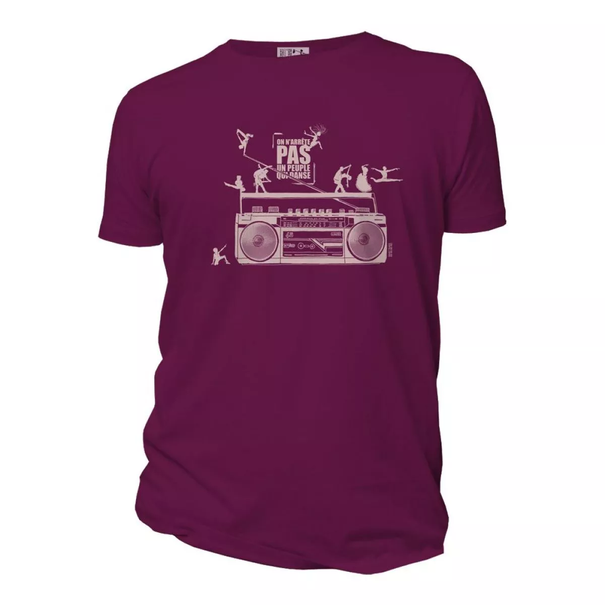 Tee-shirt Bio Homme "on n'arrête pas un peuple qui danse" pourpre Tee-shirt Bio Homme "on n'arrête pas un peuple qui danse" pourpre
