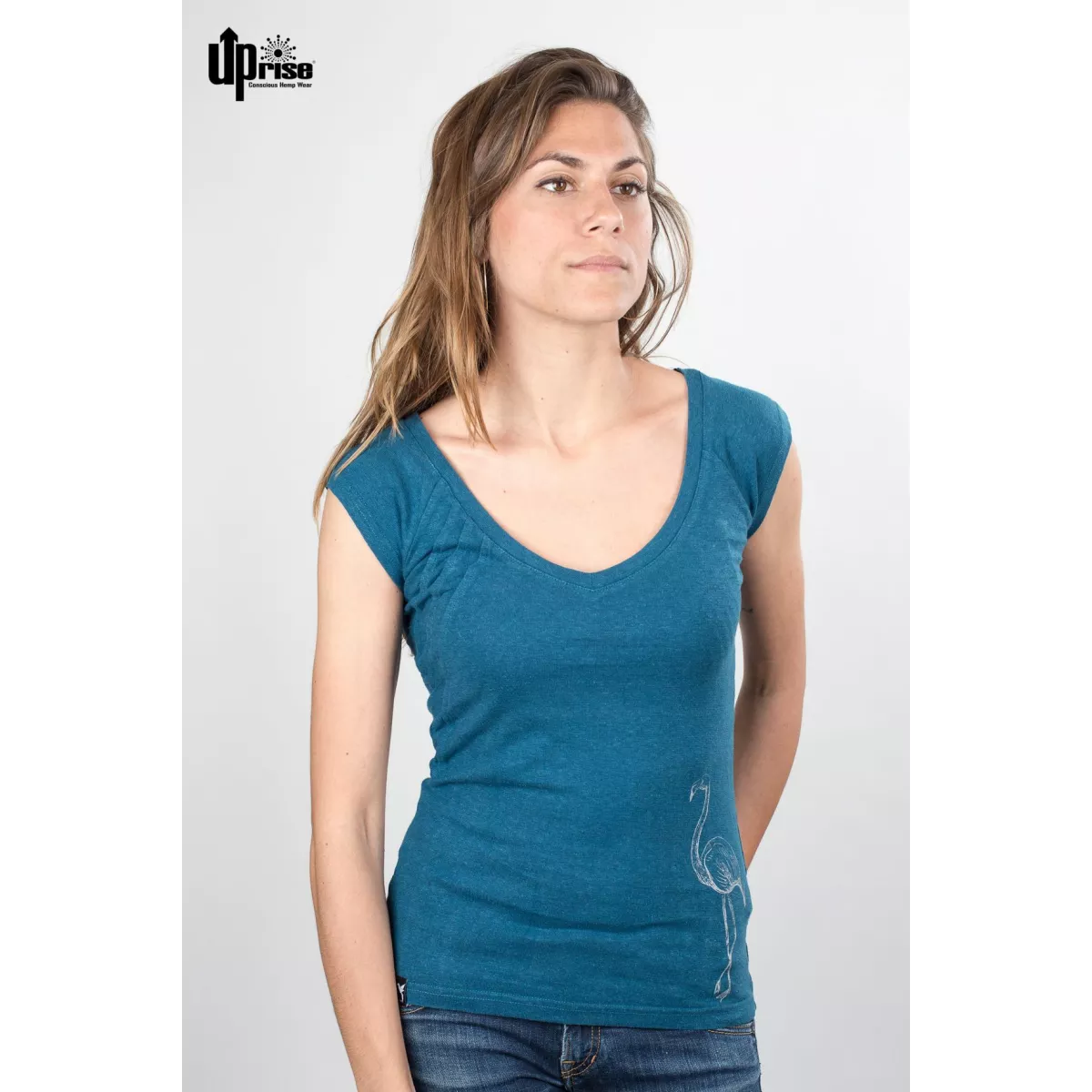motif flamant du T-shirt en chanvre et coton bio