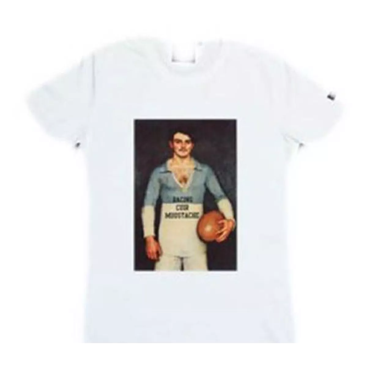 Tee-shirt blanc coton bio Racing club Moustache