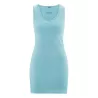 Robe courte, top tunique sans manche en chanvre et coton bio bleu turquoise