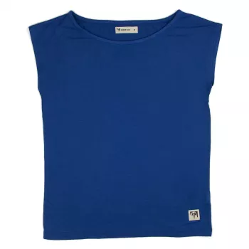 Tee shirt bleu sans manche en bambou 