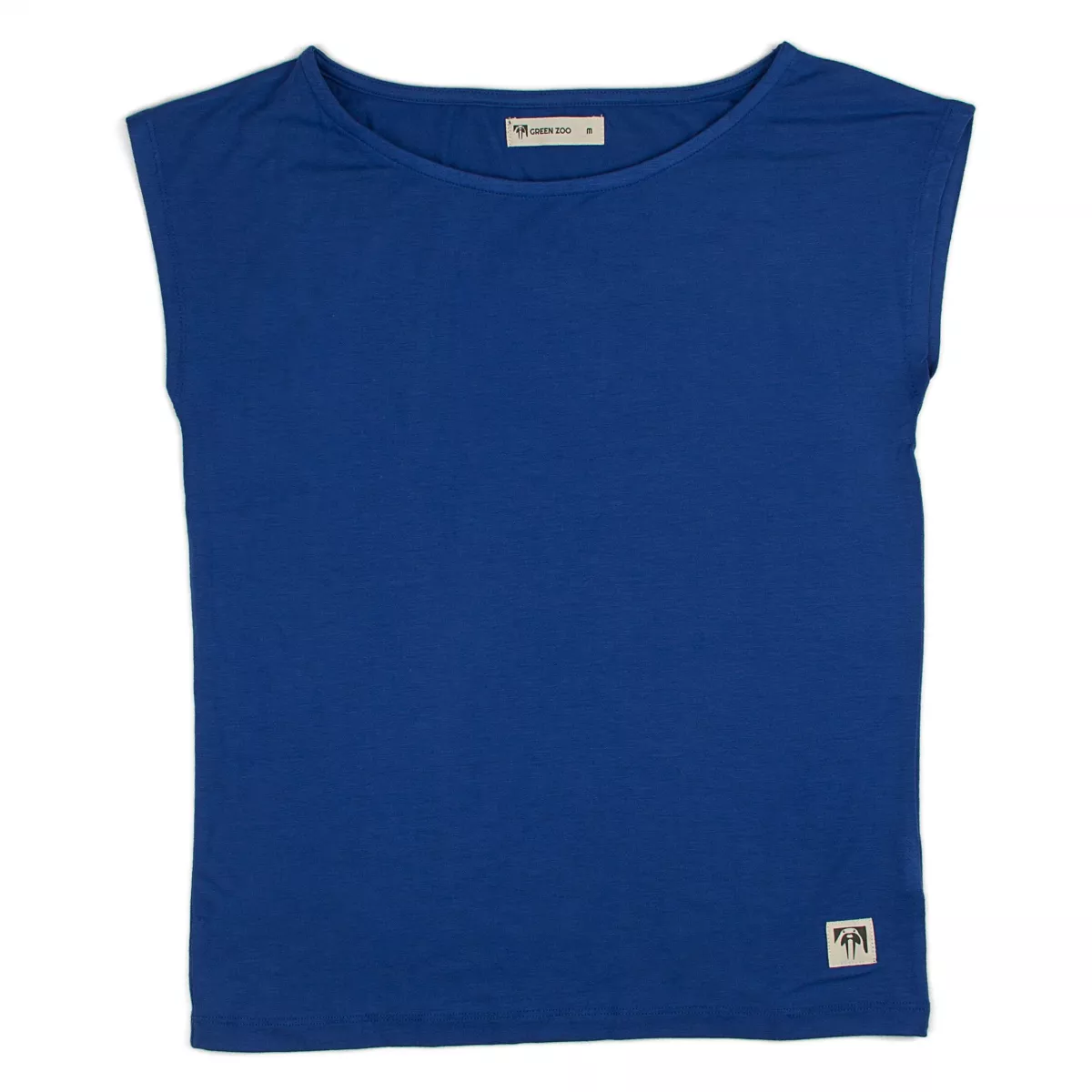 Tee shirt bleu sans manche en bambou 