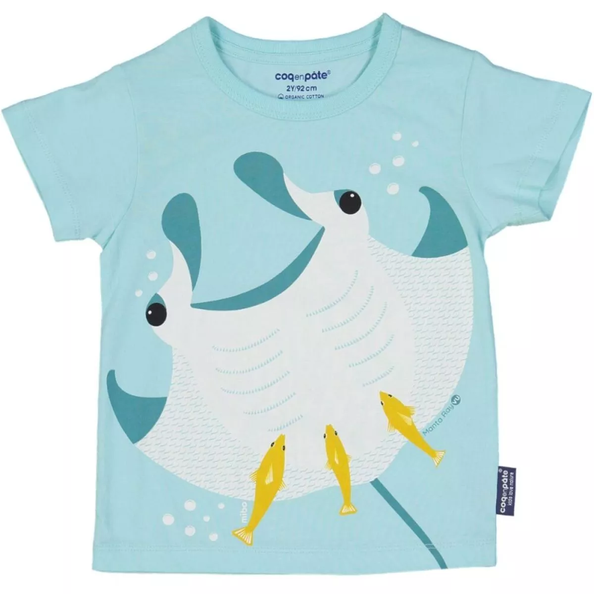 T-shirt coton bio et écoresponsable bleu raie manta