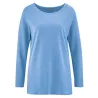 Tee shirt uni manches longues chanvre et coton bio bleu clair