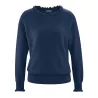 Pull col rond uni bleu marine chanvre et coton bio