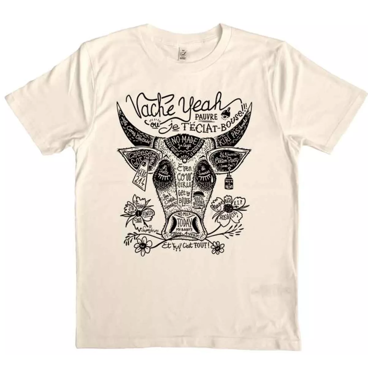 Tee shirt coton bio encre vegan la ferme vache