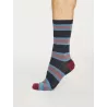 Chaussettes rayées homme en bambou et coton bio bleu rouge et verte 