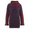 Gros pull col boule en chanvre et coton bio marine et rouge chiné