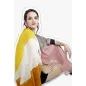 Écharpe coton bio motif contemporain Black sun jaune