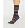 Chaussettes à rayures vertes et violettes