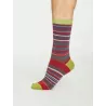 Chaussettes rayées homme en bambou et coton bio bleu rouge et vertes 