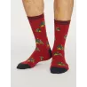 Chaussettes bambou rouge imprimé sapins 