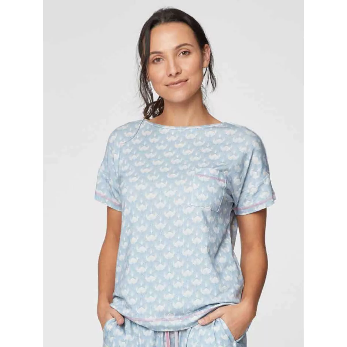 Haut de pyjama bleu pour femme 