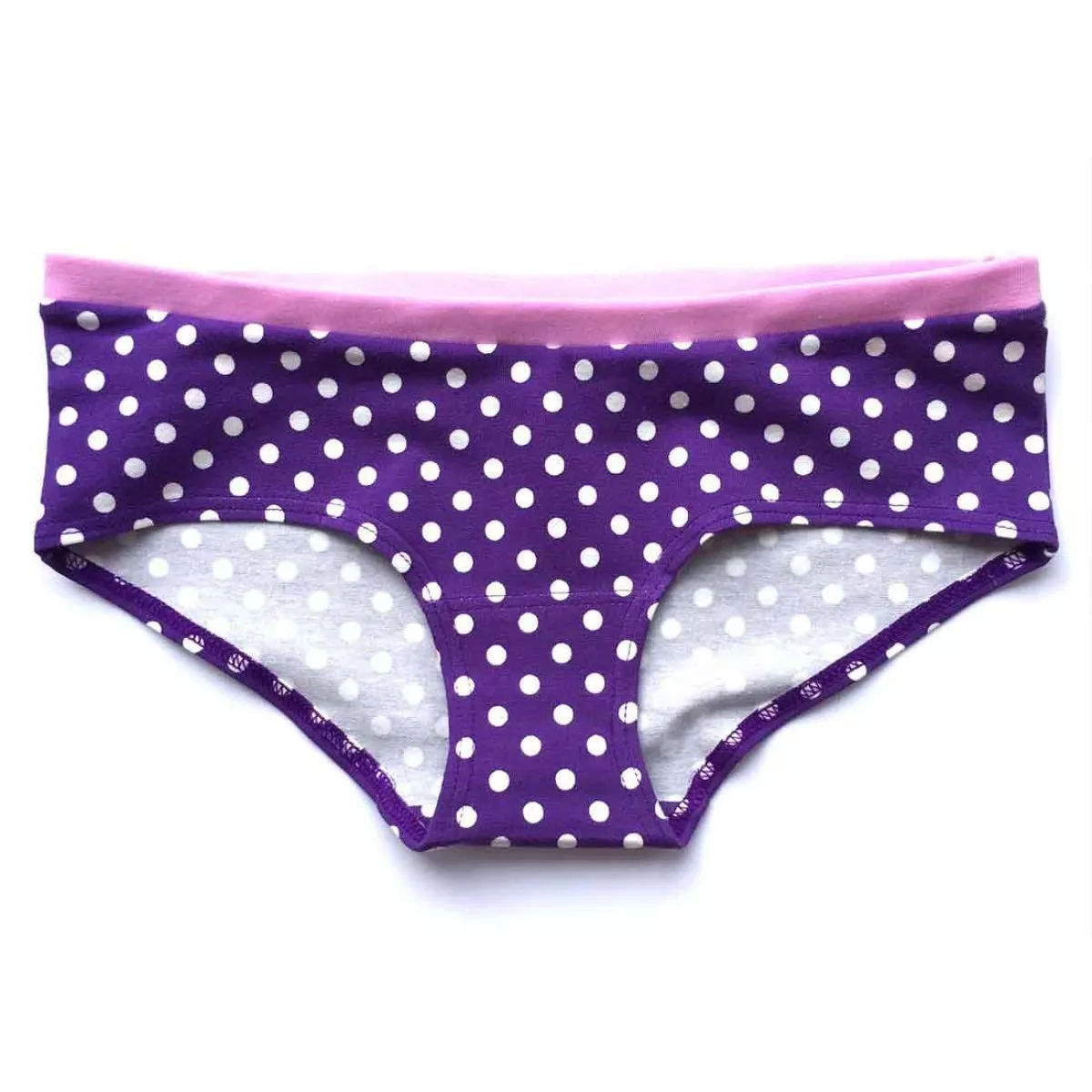 Boxer violet à pois blancs coton bio 