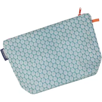 Face arrière de la trousse de toilette imprimé bleu écureuil en coton bio 