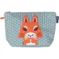 Trousse de toilette imprimé bleu écureuil en coton bio Trousse de toilette imprimé bleu écureuil en coton bio