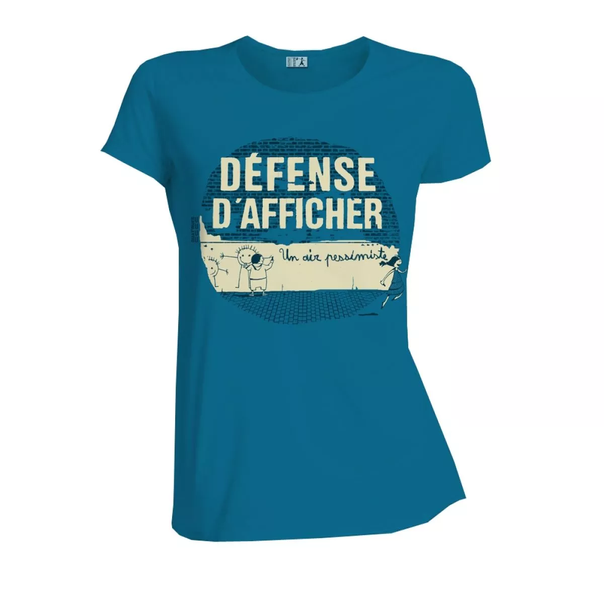 T-shirt coton bio bleu Défense d'afficher T-shirt coton bio bleu Défense d'afficher