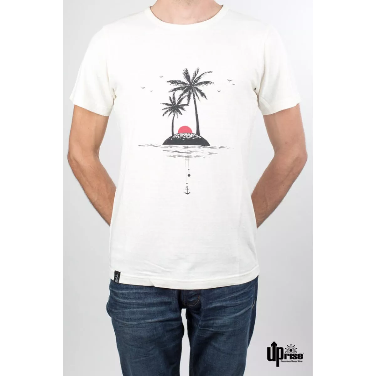 Tee shirt chanvre coton imprimé île