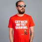 Tee shirt rouge chanvre et coton bio Get rich or try sharing