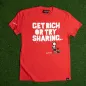 Tee shirt rouge chanvre et coton bio Get rich or try sharing